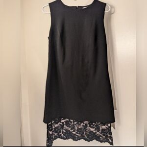Calvin Klein Black Dress with Lace Underlay – Size 4